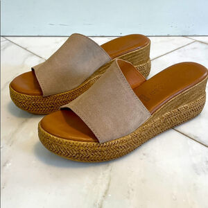 Simona Rossi, euro 38 approx US womens 7.5, tan leather platform espadrilles EUC